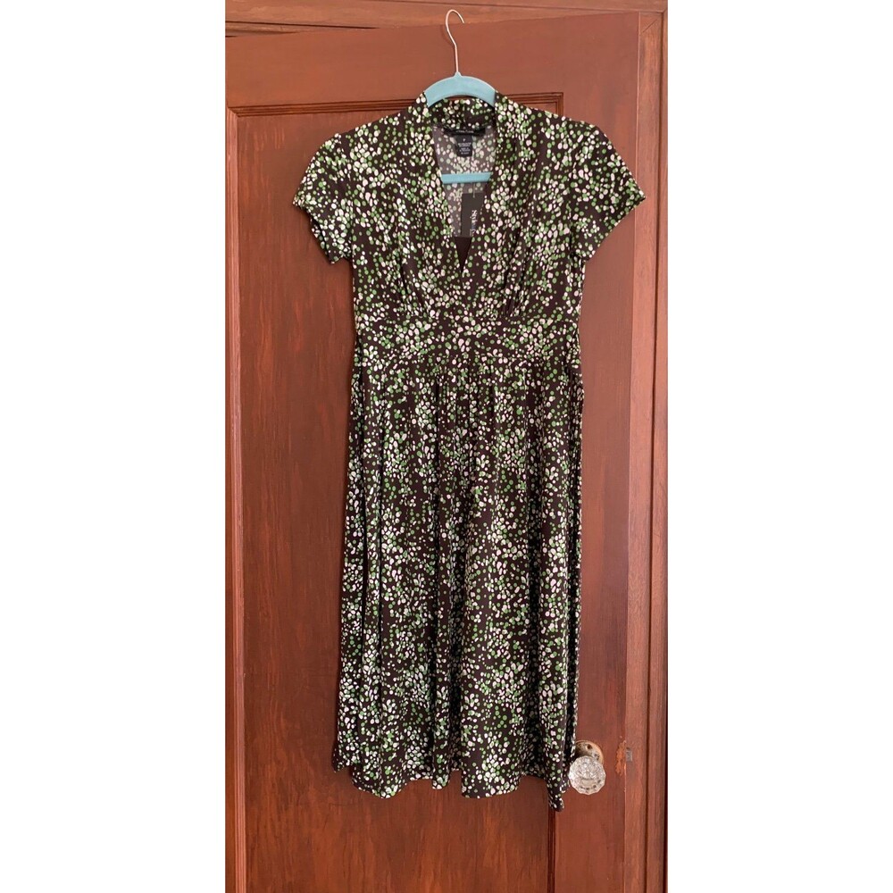 New! Style & Co. short sleeve dress, brown, green, cream,  size Petite
